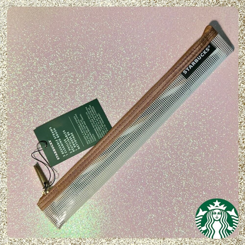 ⭐️ Starbucks Reusable Straws & Brush Set w/ Mesh Bag NWT ♻️🌎